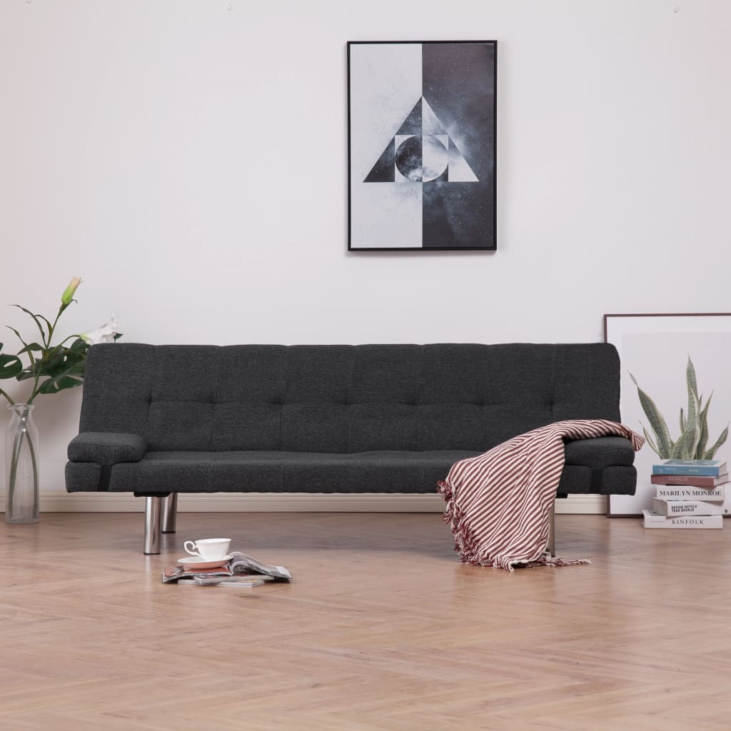 vidaXL Sofa Bed Convertible Sleeper Sectional Sofa Bed with Two Pillows Fabric-6