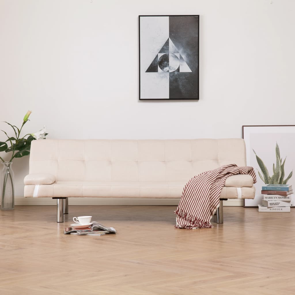 vidaXL Sofa Bed Convertible Sleeper Sectional Sofa Bed with Two Pillows Fabric-7