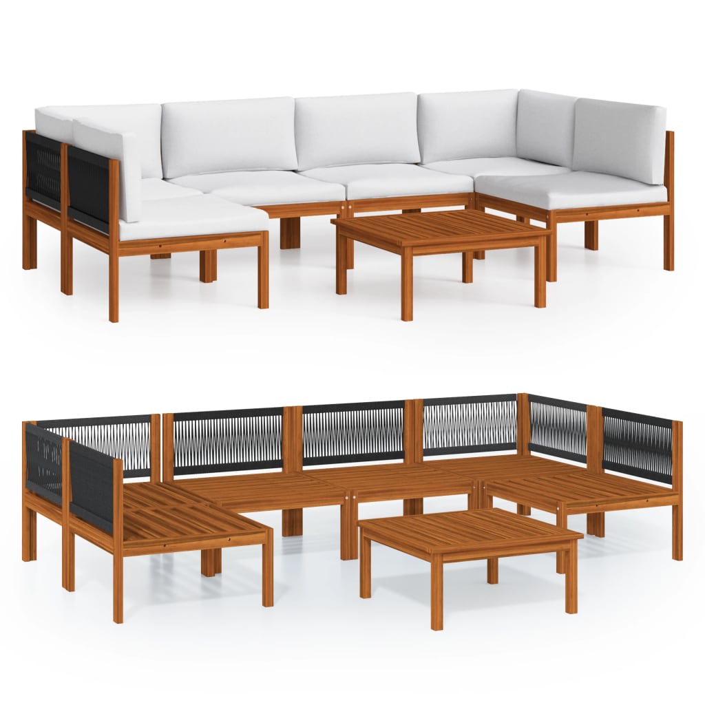 vidaXL 7 Piece Patio Lounge Set with Cushions Cream Solid Acacia Wood-1
