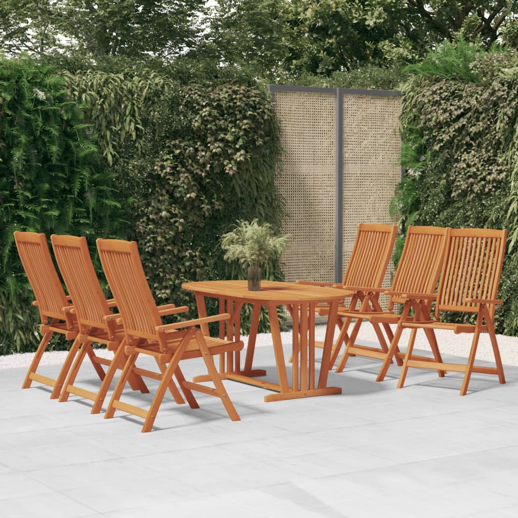 vidaXL 7 Piece Patio Dining Set Solid Wood Eucalyptus-0