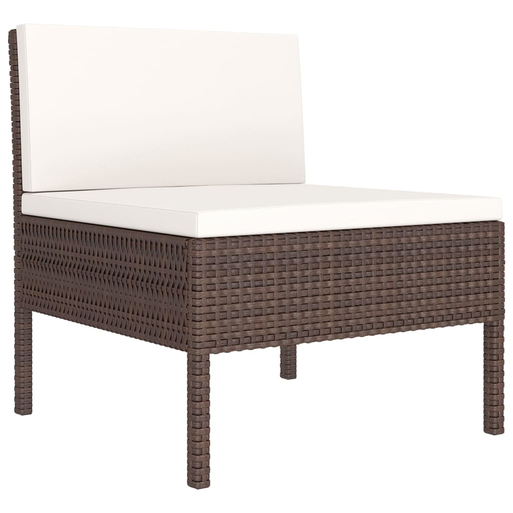 vidaXL 11 Piece Patio Lounge Set with Cushions Poly Rattan Brown-1
