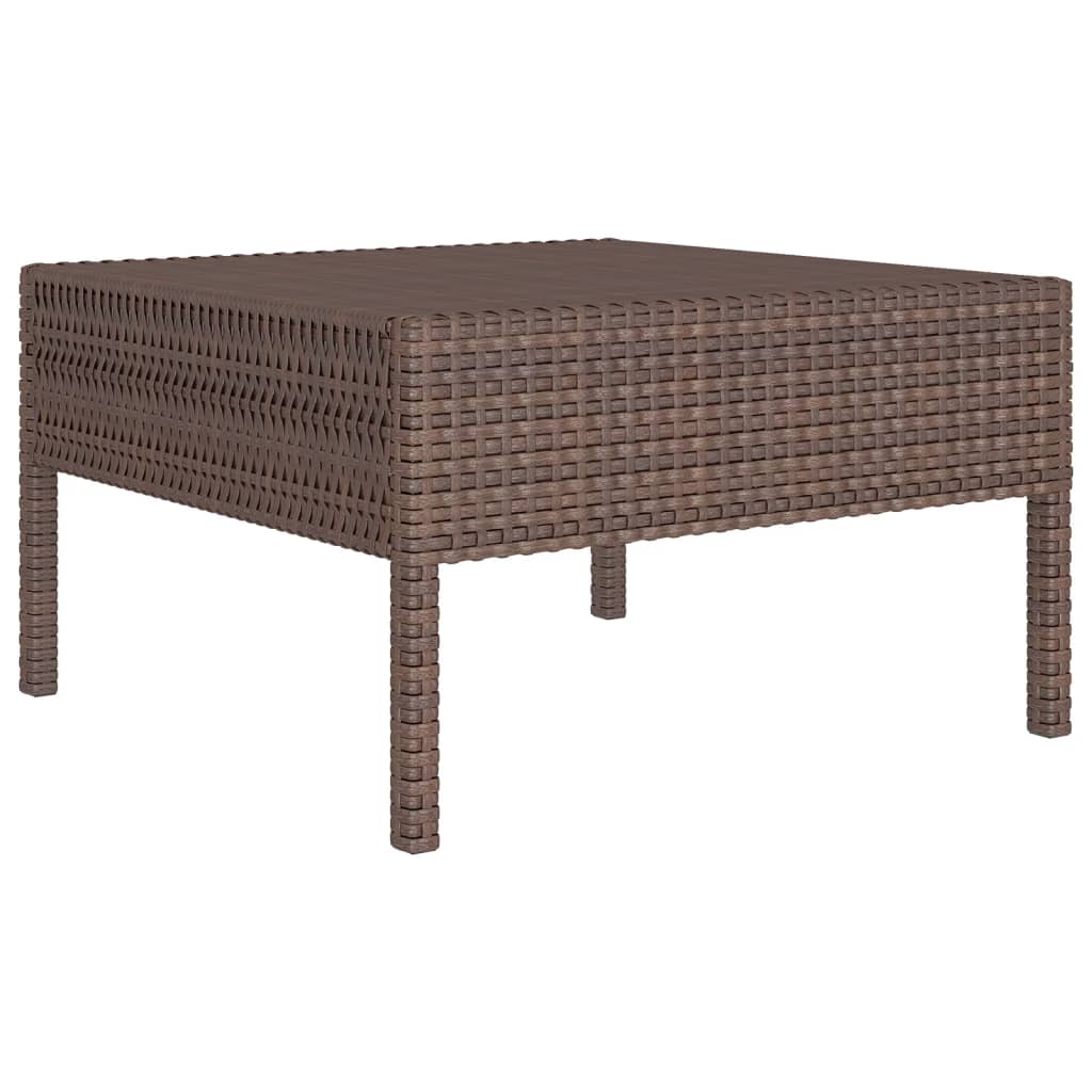 vidaXL 11 Piece Patio Lounge Set with Cushions Poly Rattan Brown-2