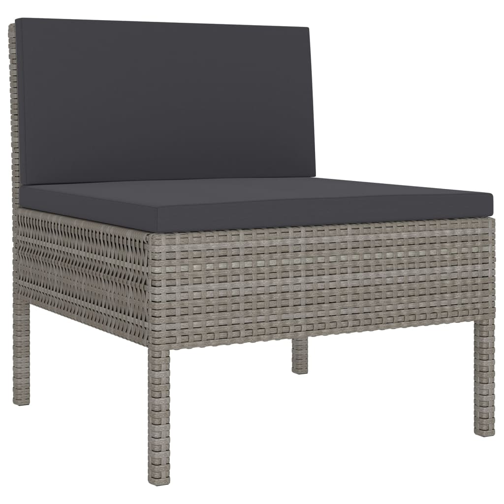 vidaXL 10 Piece Patio Lounge Set with Cushions Poly Rattan Gray-2