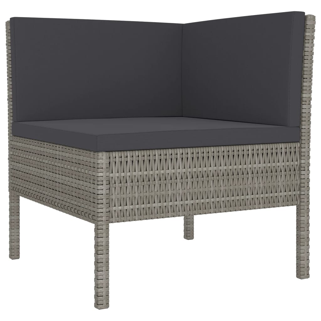 vidaXL 10 Piece Patio Lounge Set with Cushions Poly Rattan Gray-3