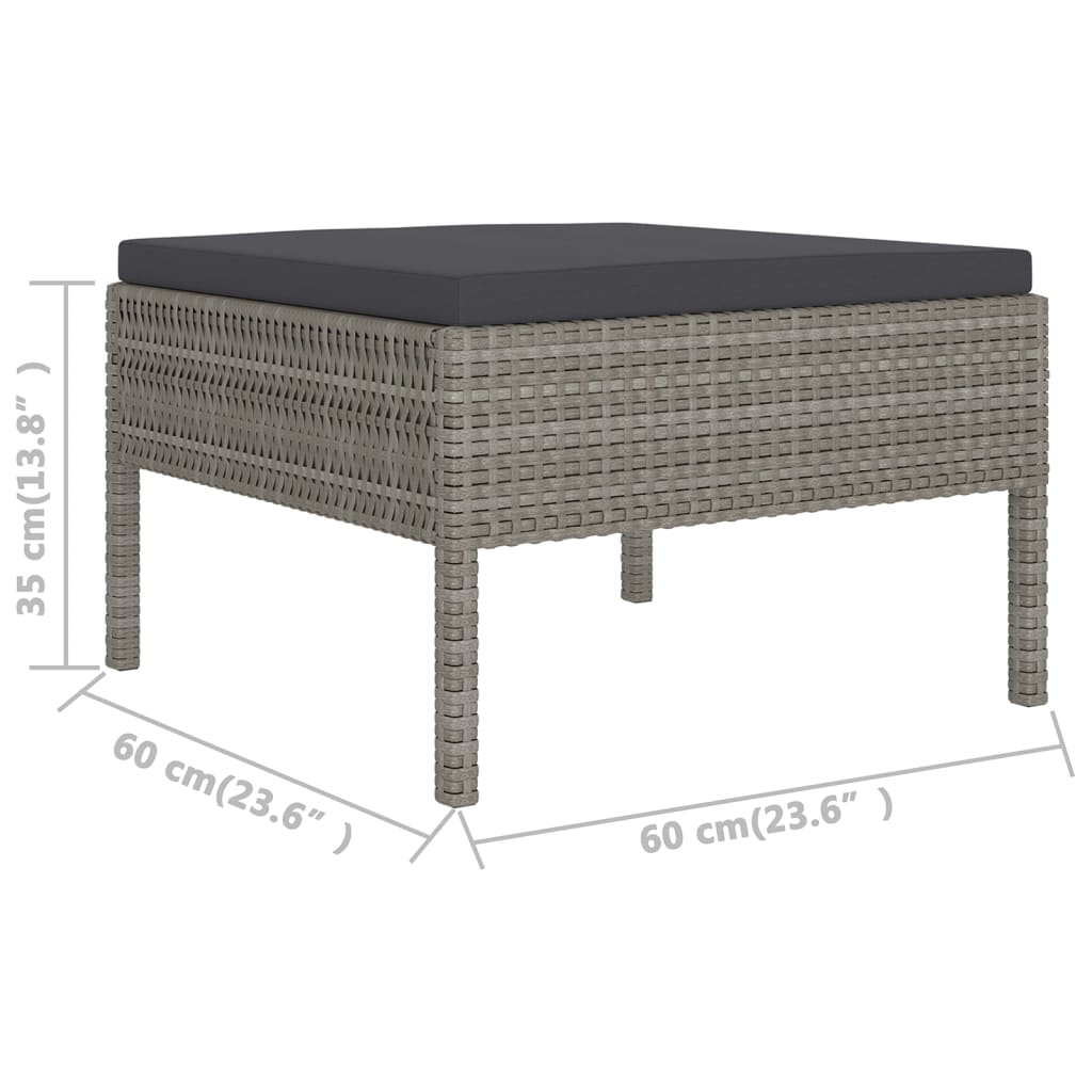 vidaXL 10 Piece Patio Lounge Set with Cushions Poly Rattan Gray-4