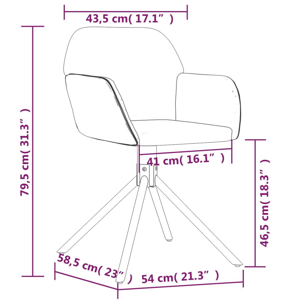 vidaXL Swivel Dining Chairs 2 Pcs Accent Chair for Kitchen Living Room Velvet-2