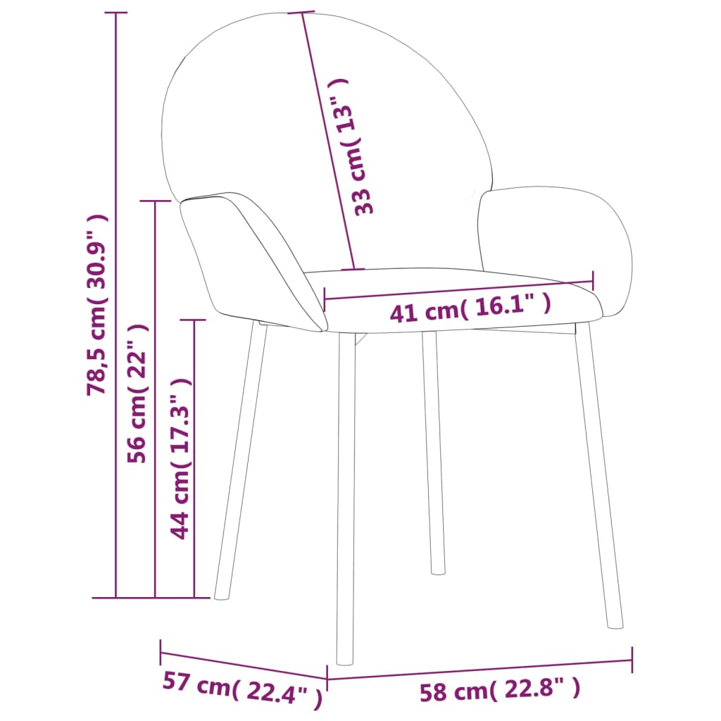vidaXL Dining Chairs 2 Pcs Accent Upholstered Chair for Living Room Velvet-3