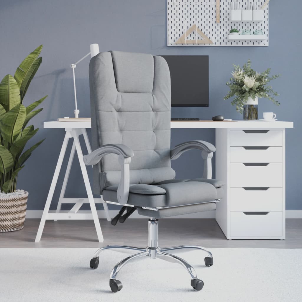 vidaXL Massage Reclining Office Chair Massage Office Adjustable Chair Fabric-5