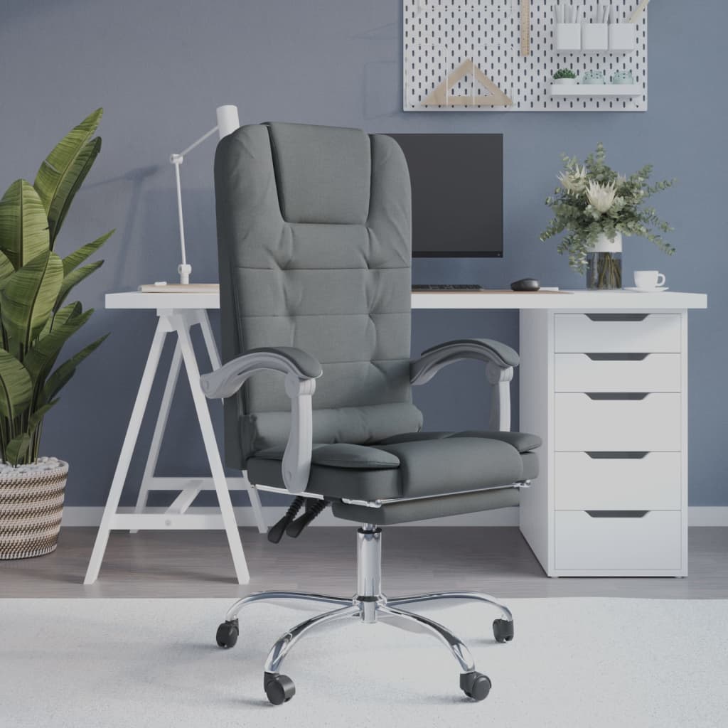 vidaXL Massage Reclining Office Chair Massage Office Adjustable Chair Fabric-2