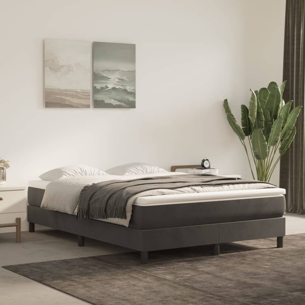 vidaXL Bed Frame Box Spring Platform Bed with Mattress for Bedroom Velvet-6