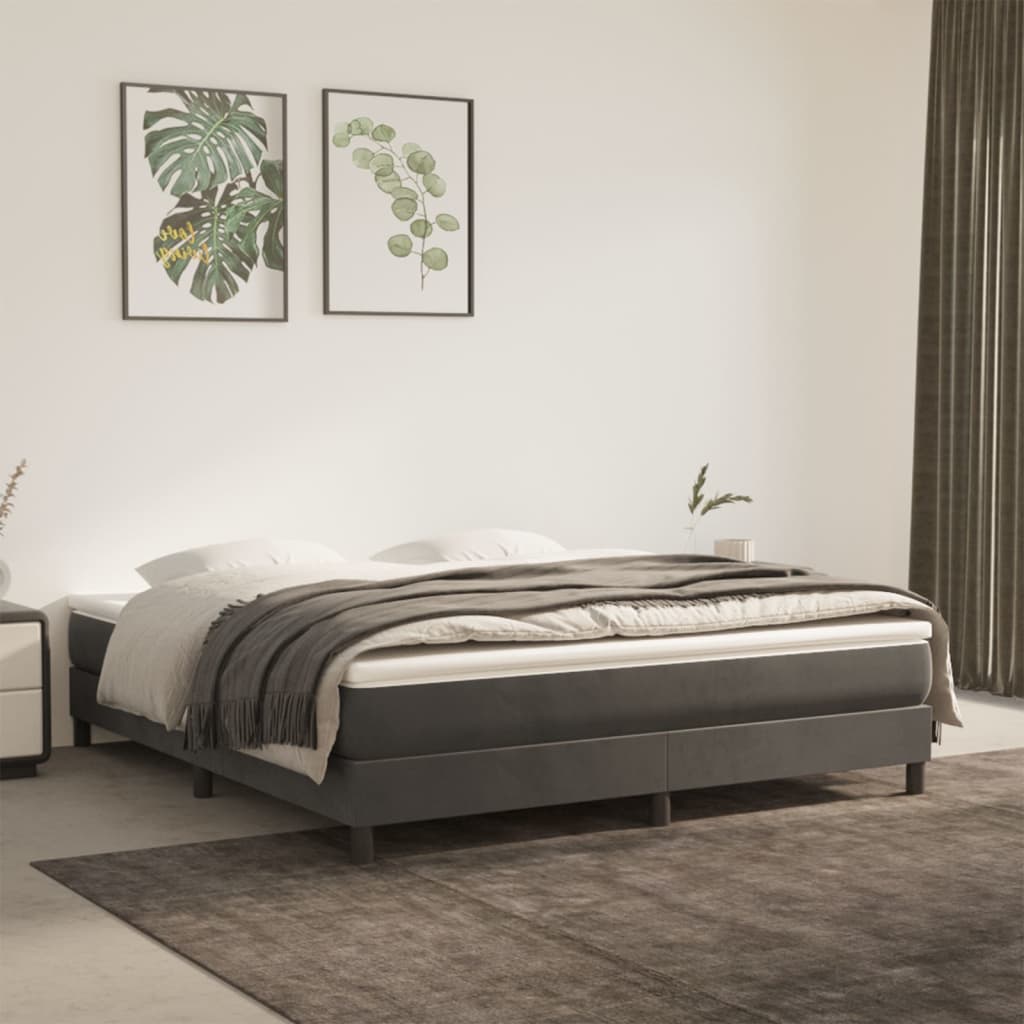 vidaXL Bed Frame Box Spring Platform Bed with Mattress for Bedroom Velvet-7