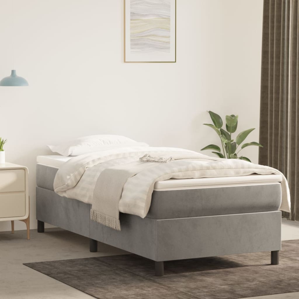 vidaXL Bed Frame Box Spring Platform Bed with Mattress for Bedroom Velvet-16