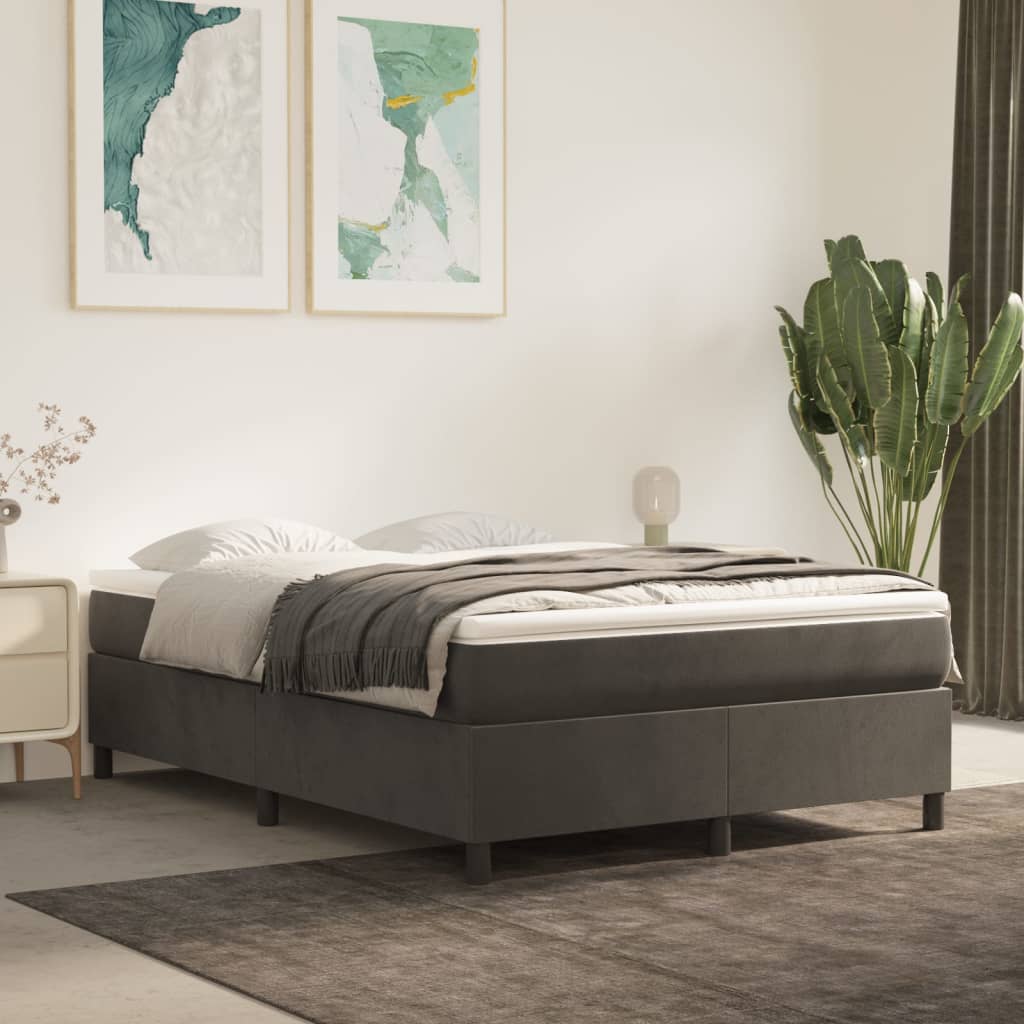 vidaXL Bed Frame Box Spring Platform Bed with Mattress for Bedroom Velvet-12