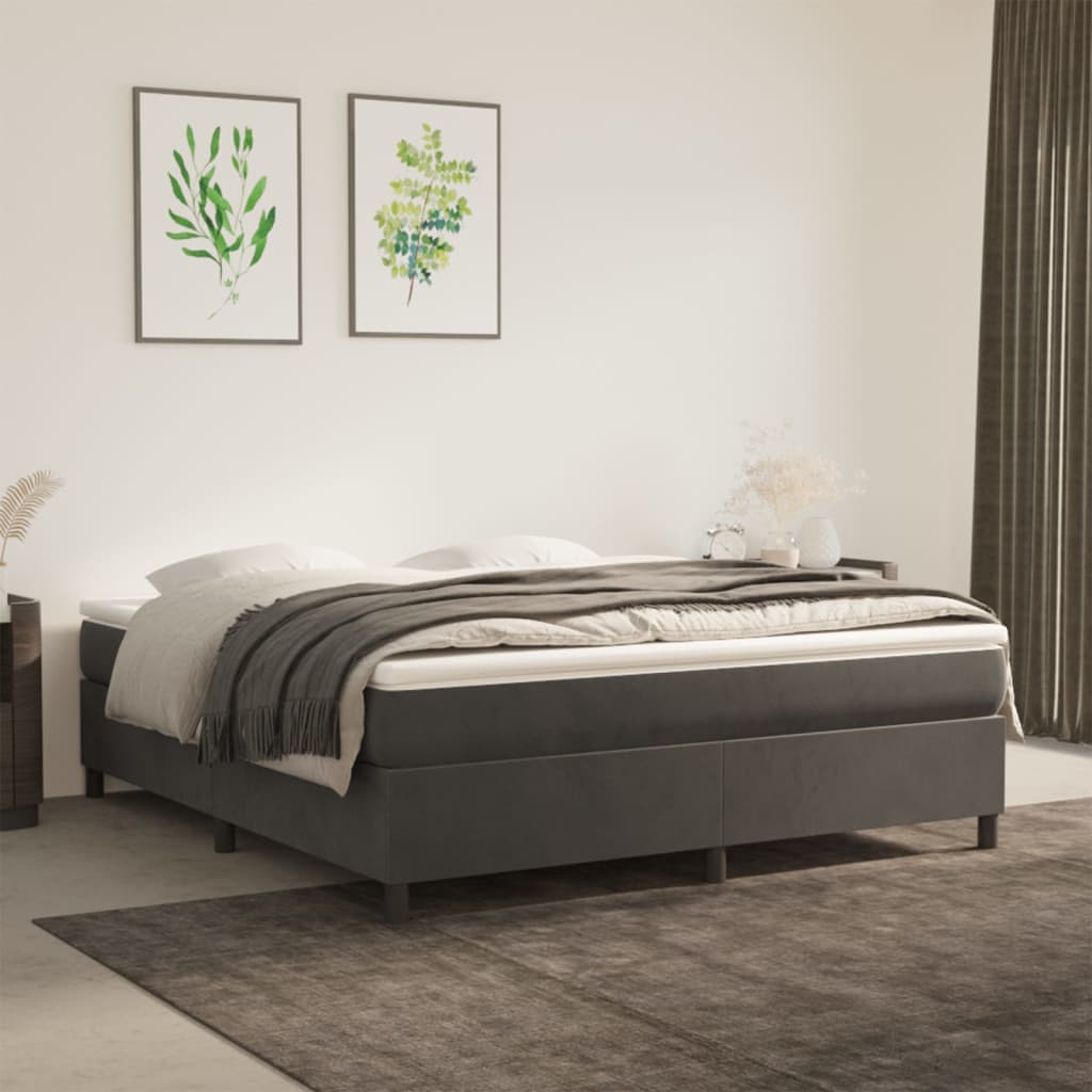 vidaXL Bed Frame Box Spring Platform Bed with Mattress for Bedroom Velvet-10