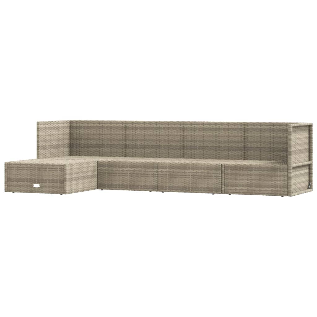 vidaXL 5 Piece Patio Lounge Set with Cushions Gray Poly Rattan-1