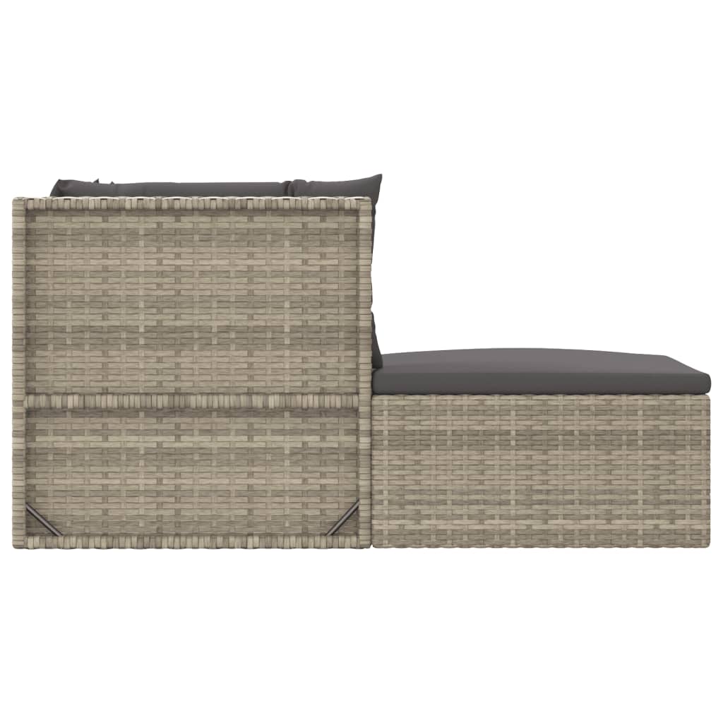 vidaXL 5 Piece Patio Lounge Set with Cushions Gray Poly Rattan-3