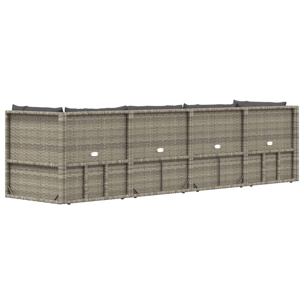 vidaXL 5 Piece Patio Lounge Set with Cushions Gray Poly Rattan-4