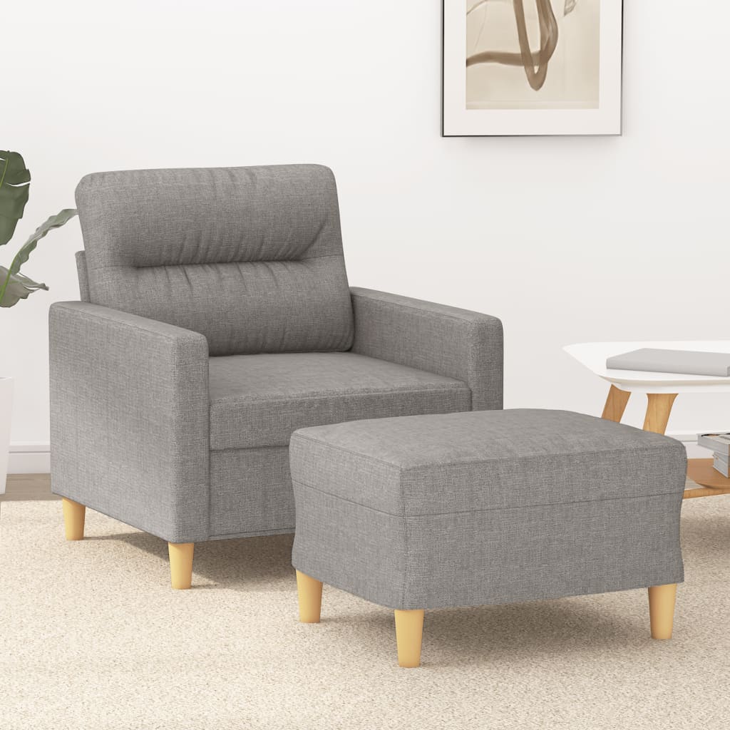 vidaXL Sofa Chair with Footstool Living Room Accent Upholstered Chair Fabric-10