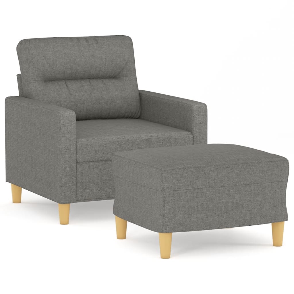 vidaXL Sofa Chair with Footstool Living Room Accent Upholstered Chair Fabric-2