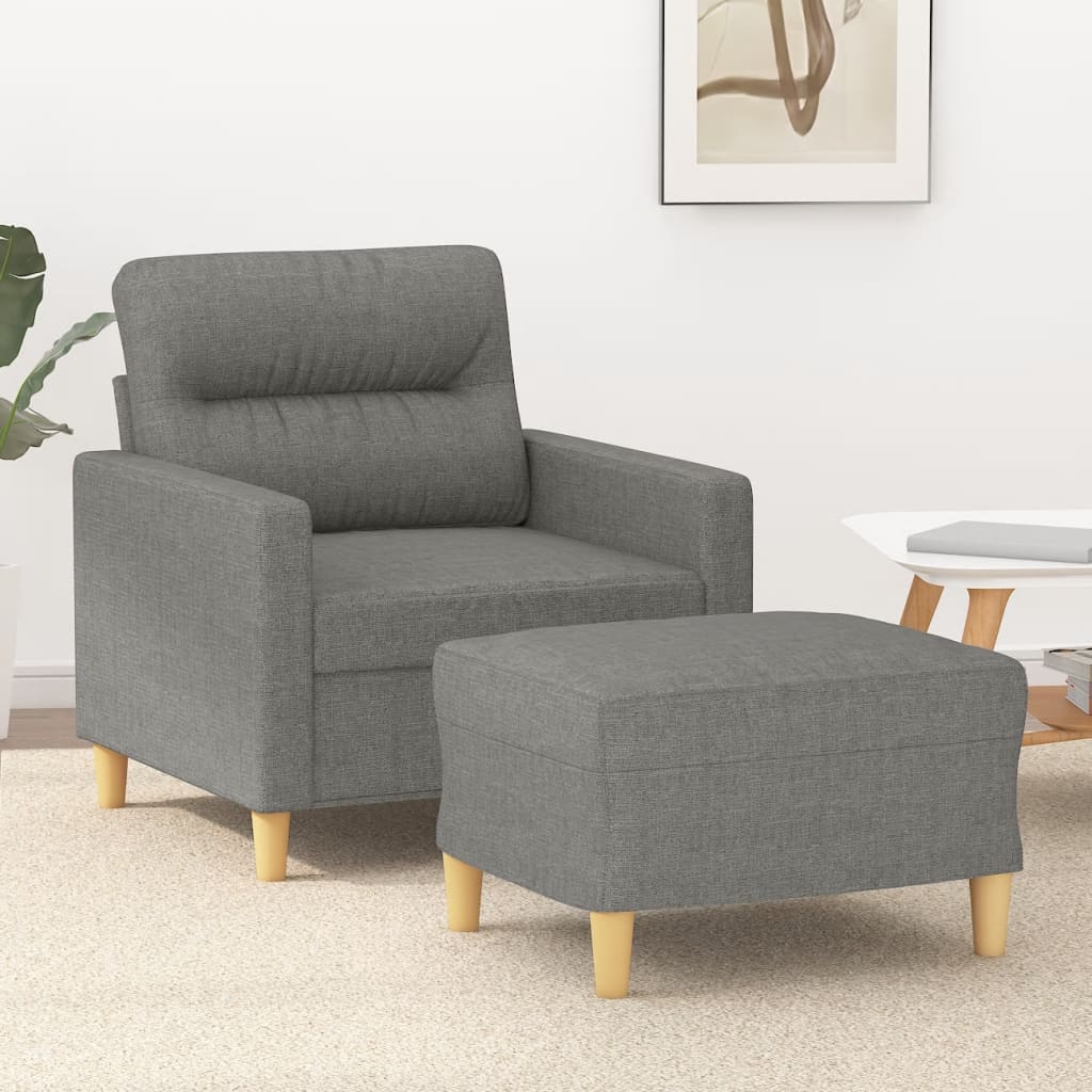 vidaXL Sofa Chair with Footstool Living Room Accent Upholstered Chair Fabric-5