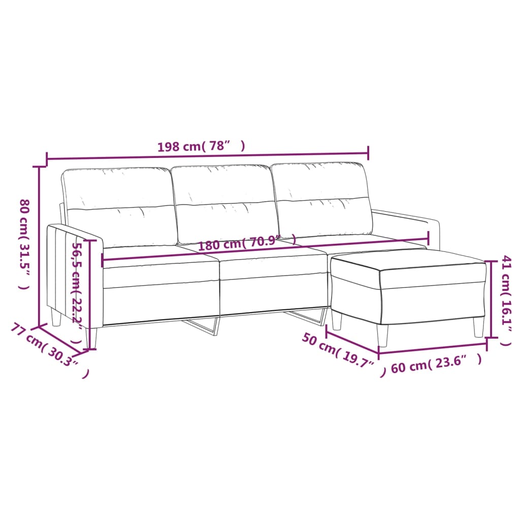 vidaXL Sofa Chair with Footstool Living Room Accent Upholstered Chair Fabric-3
