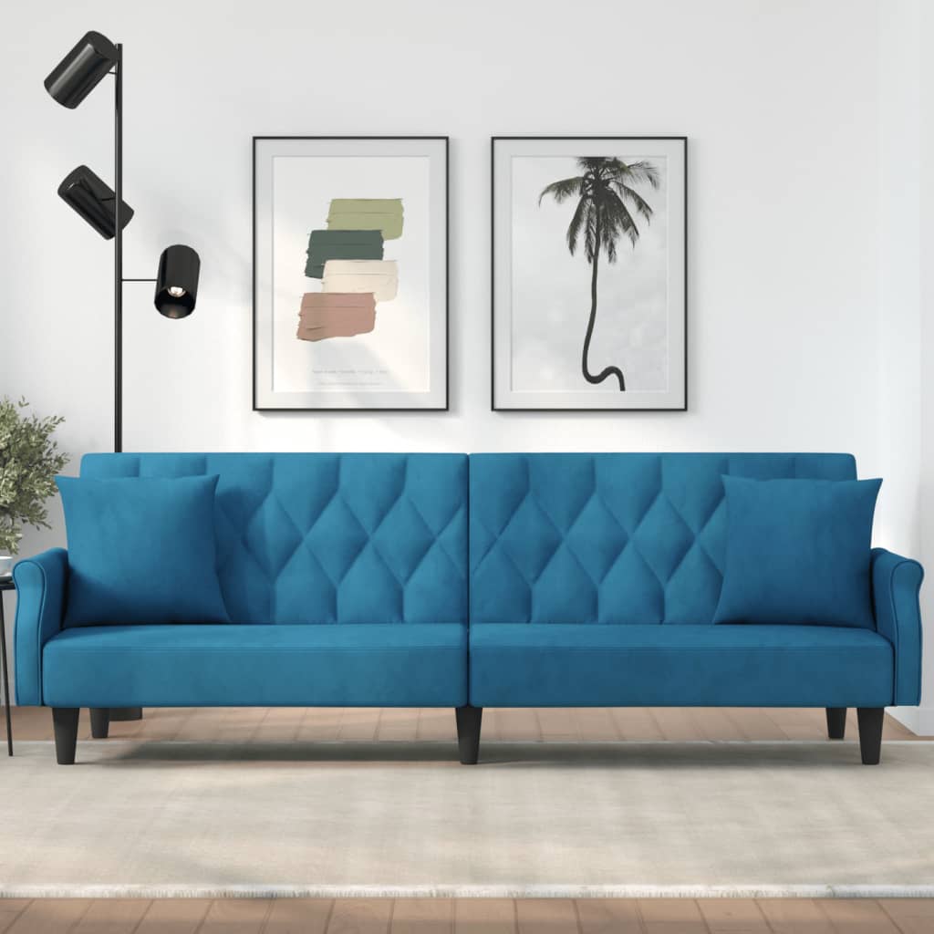vidaXL Sleeper Sofa with Armrests Velvet Couch Sofa Bed Recliner Loveseat-8