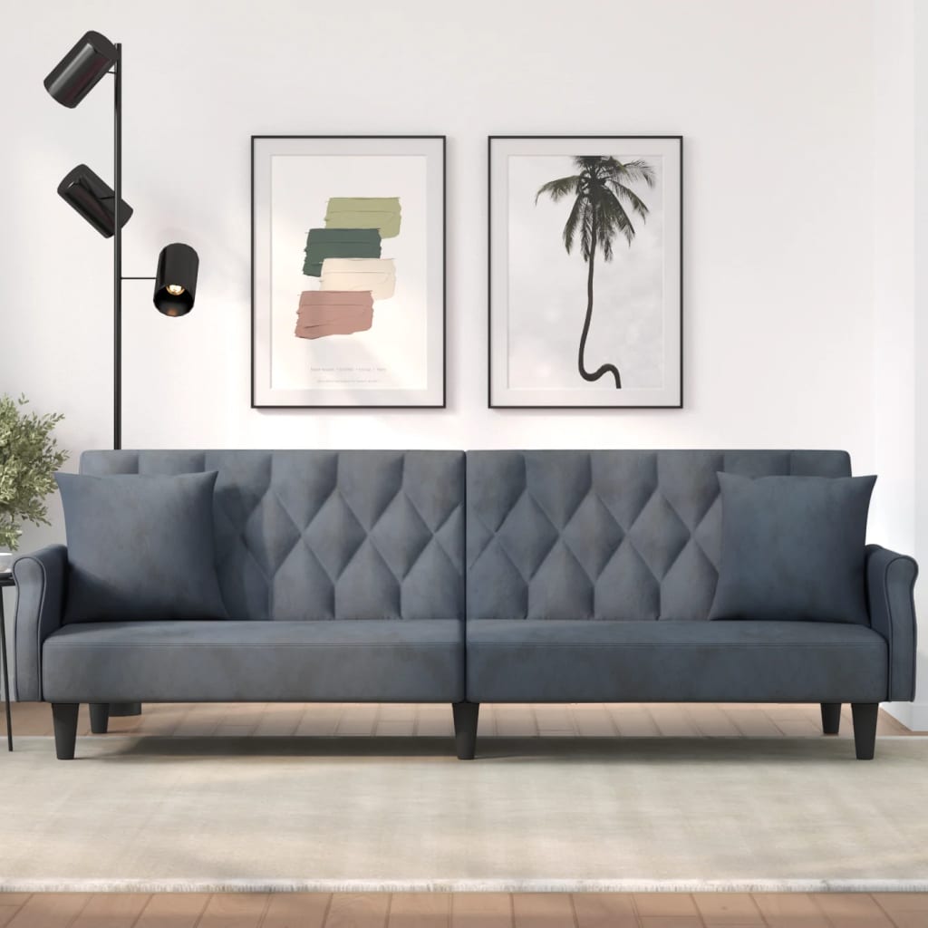 vidaXL Sleeper Sofa with Armrests Velvet Couch Sofa Bed Recliner Loveseat-9
