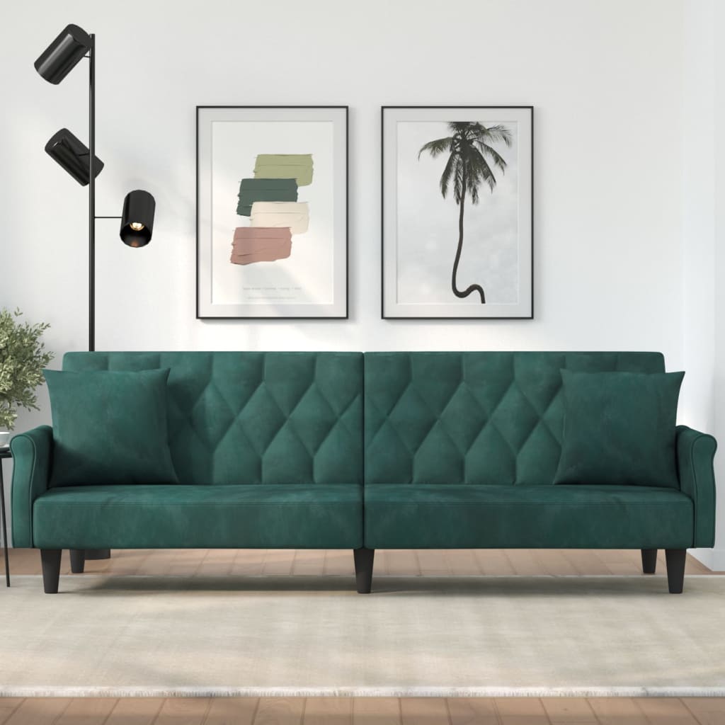 vidaXL Sleeper Sofa with Armrests Velvet Couch Sofa Bed Recliner Loveseat-7
