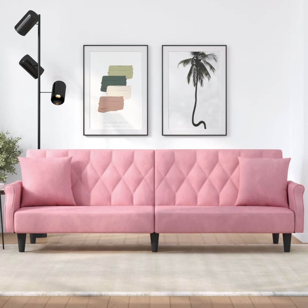vidaXL Sleeper Sofa with Armrests Velvet Couch Sofa Bed Recliner Loveseat-6
