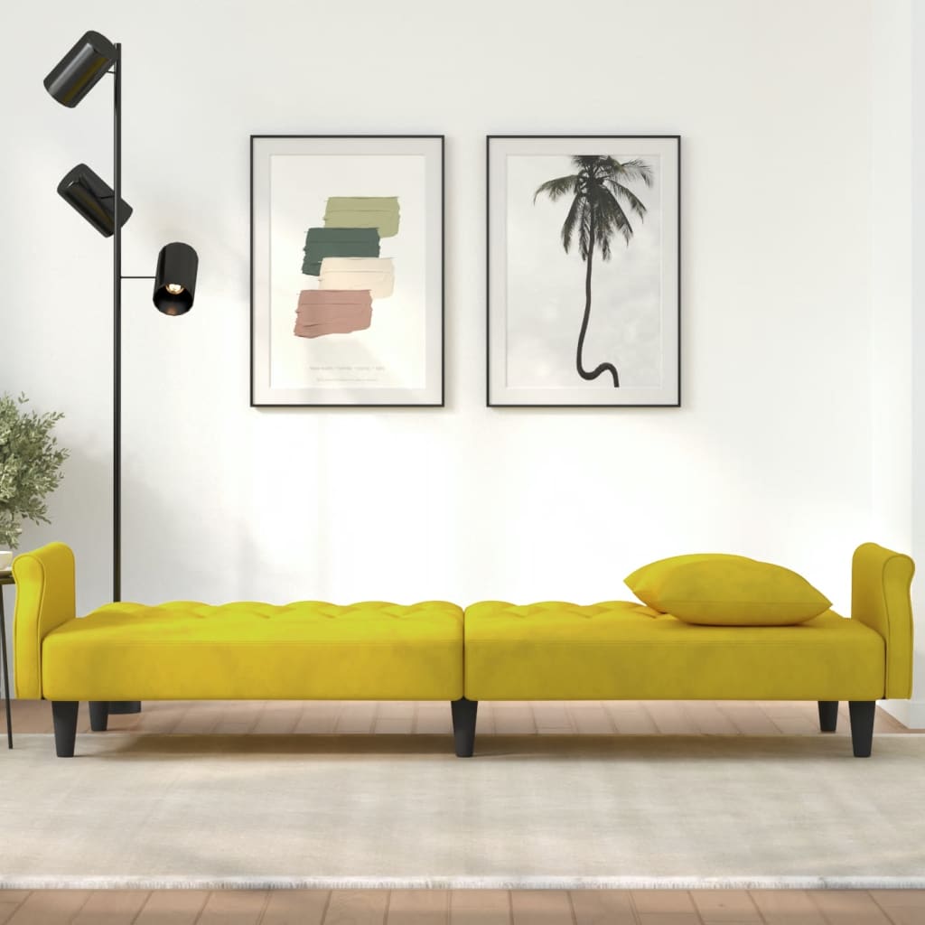 vidaXL Sleeper Sofa with Armrests Velvet Couch Sofa Bed Recliner Loveseat-3