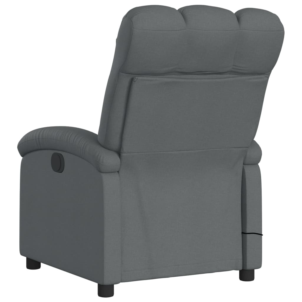 vidaXL Massage Recliner Chair Dark Gray Fabric-4