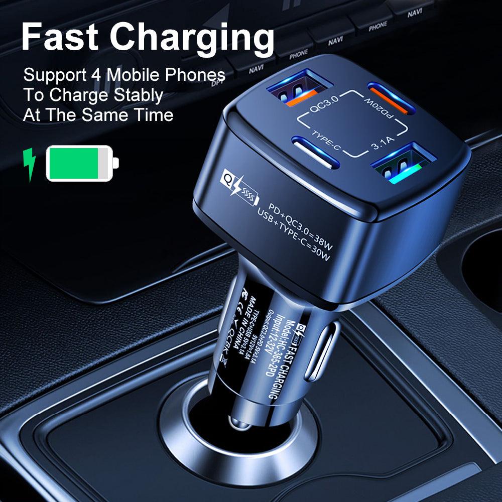 PBG 4-Port Car Charger & Zebra iPhone Cable Bundle