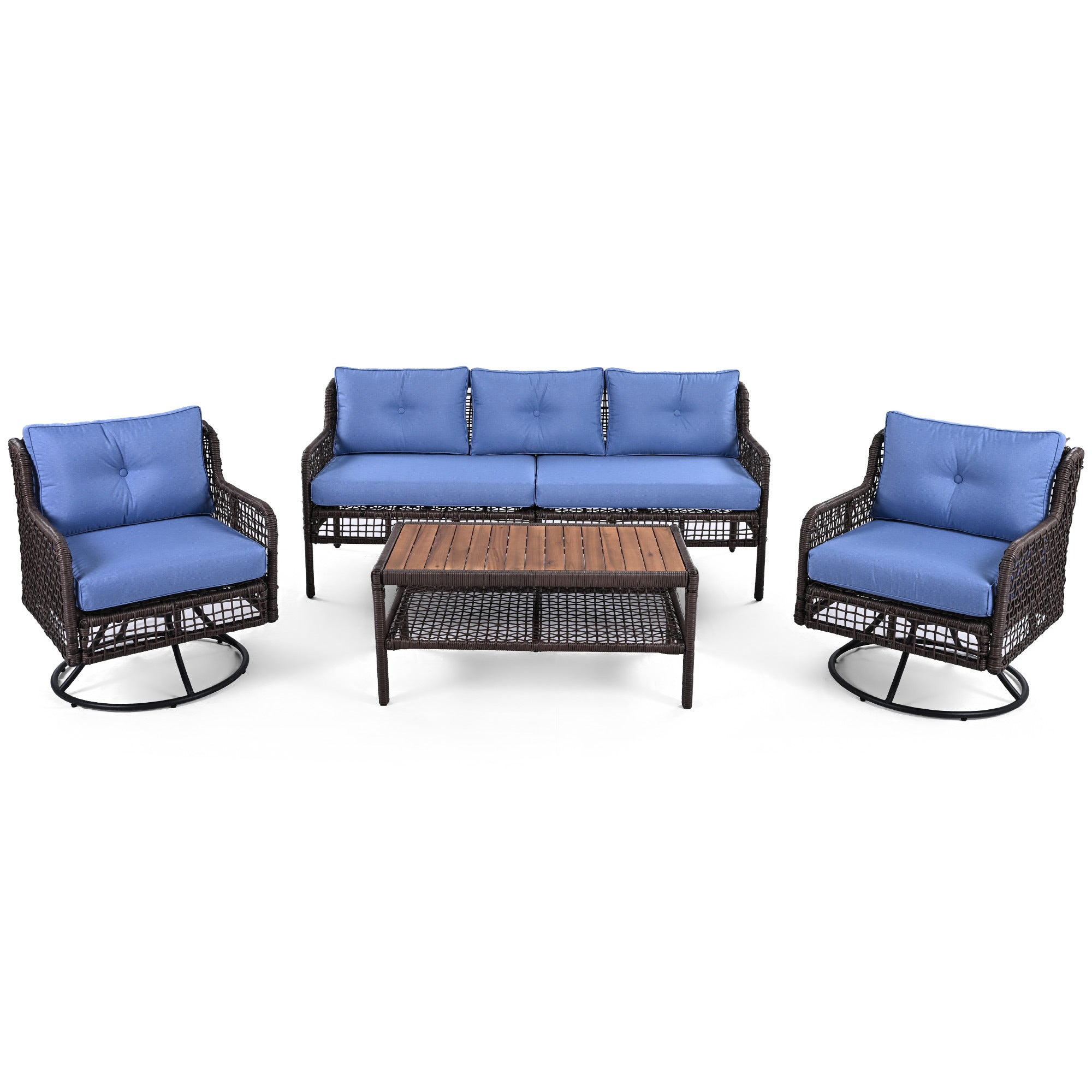 4-Piece Patio Furniture Set with Swivel Chairs