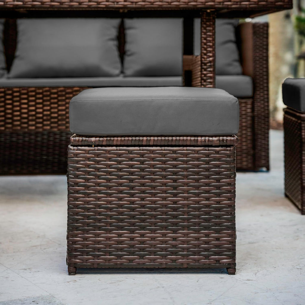 Elegant Seven Piece Wicker Outdoor Dining Furniture Set-1
