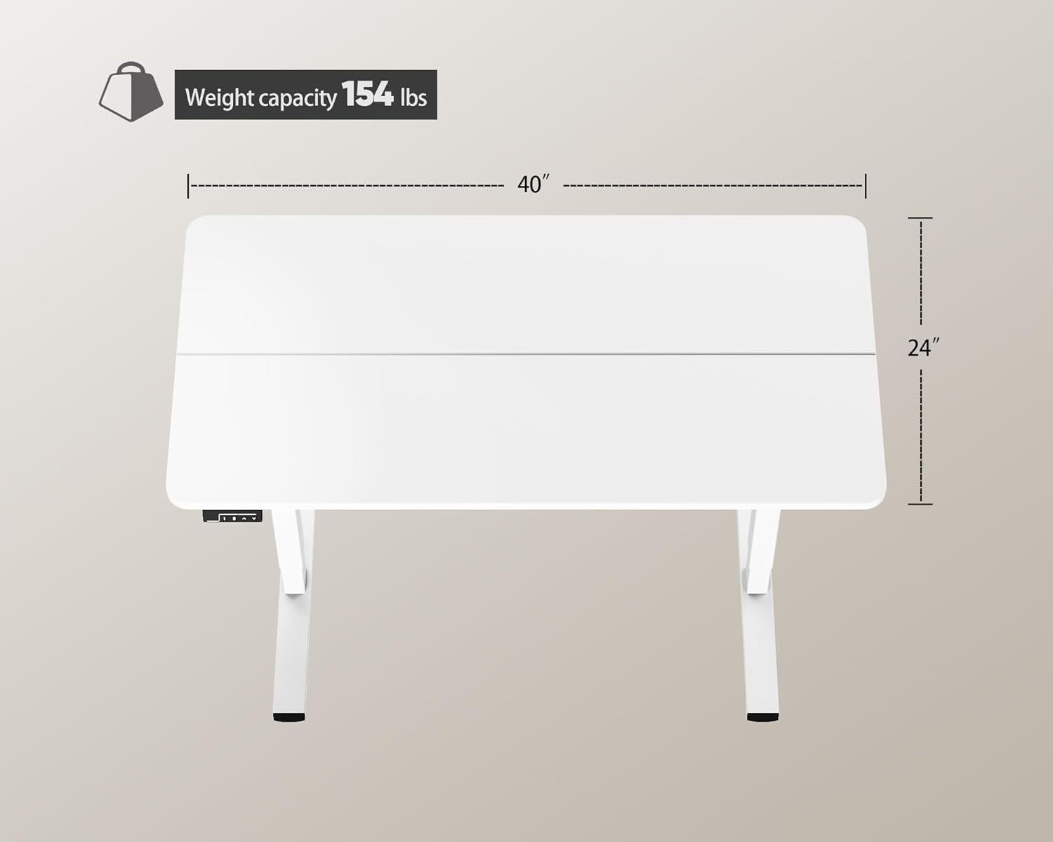 Electric Standing Desk Adjustable Height, Stand up Home Office Desk, 40X24 Inches Sit Stand Desk with Memory Preset, White-2