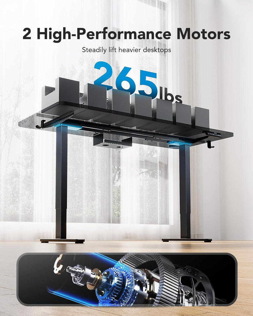 Electric Height Adjustable Desk Frame with Dual Motors-4