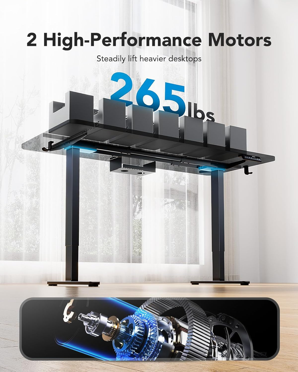 Electric Height Adjustable Desk Frame with Dual Motors-4