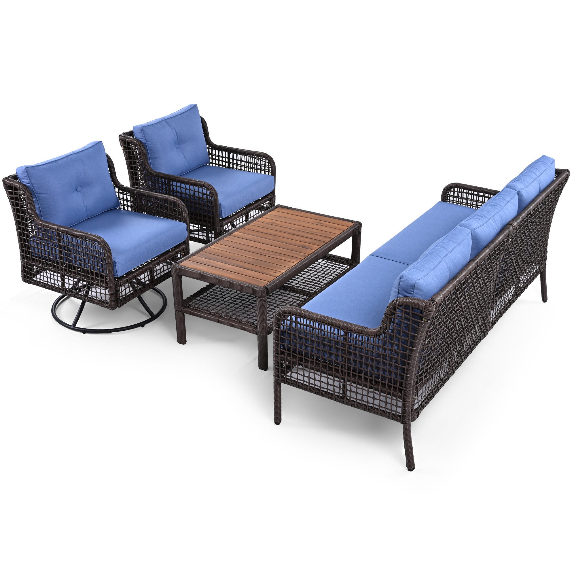 4-Piece Patio Furniture Set with Swivel Chairs