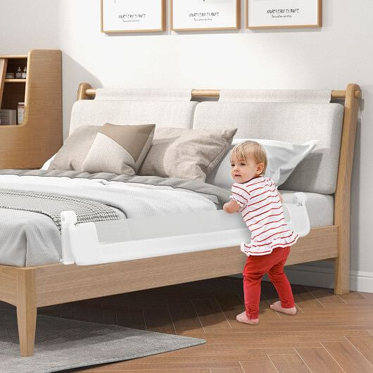 60-Inch Foldable Bed Rail Swing Down Baby Bed Guard Rail with Adjustable Safety Strap-Grey-6