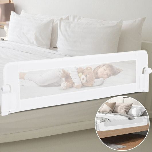 60-Inch Foldable Bed Rail Swing Down Baby Bed Guard Rail with Adjustable Safety Strap-Grey-8