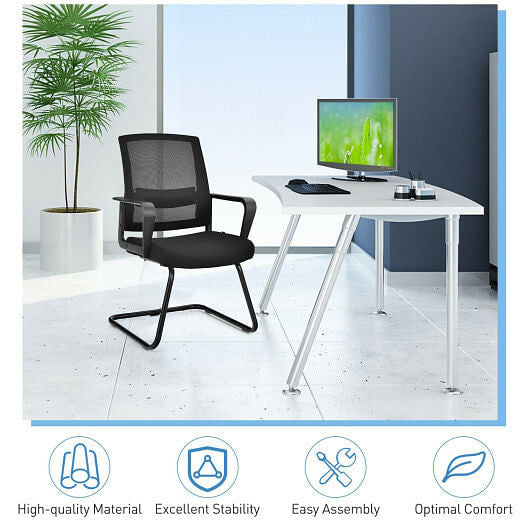 Set of 2 Conference Chairs with Lumbar Support-Black-3