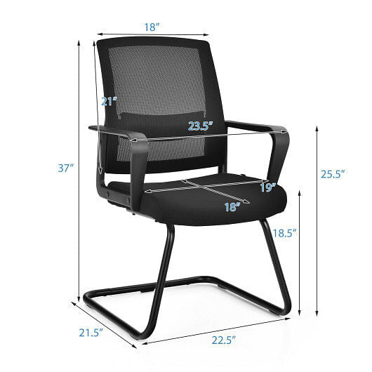 Set of 2 Conference Chairs with Lumbar Support-Black-4