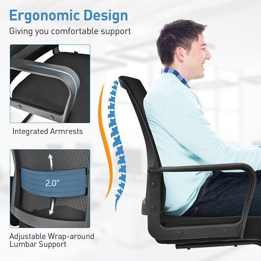 Set of 2 Conference Chairs with Lumbar Support-Black-2