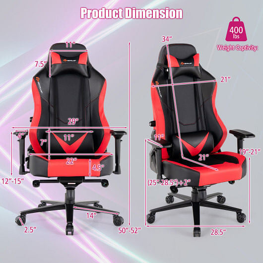 360 Swivel Computer Chair with Casters for Office Bedroom-Red-2
