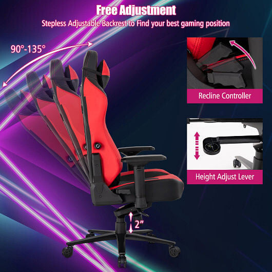 360 Swivel Computer Chair with Casters for Office Bedroom-Red-3