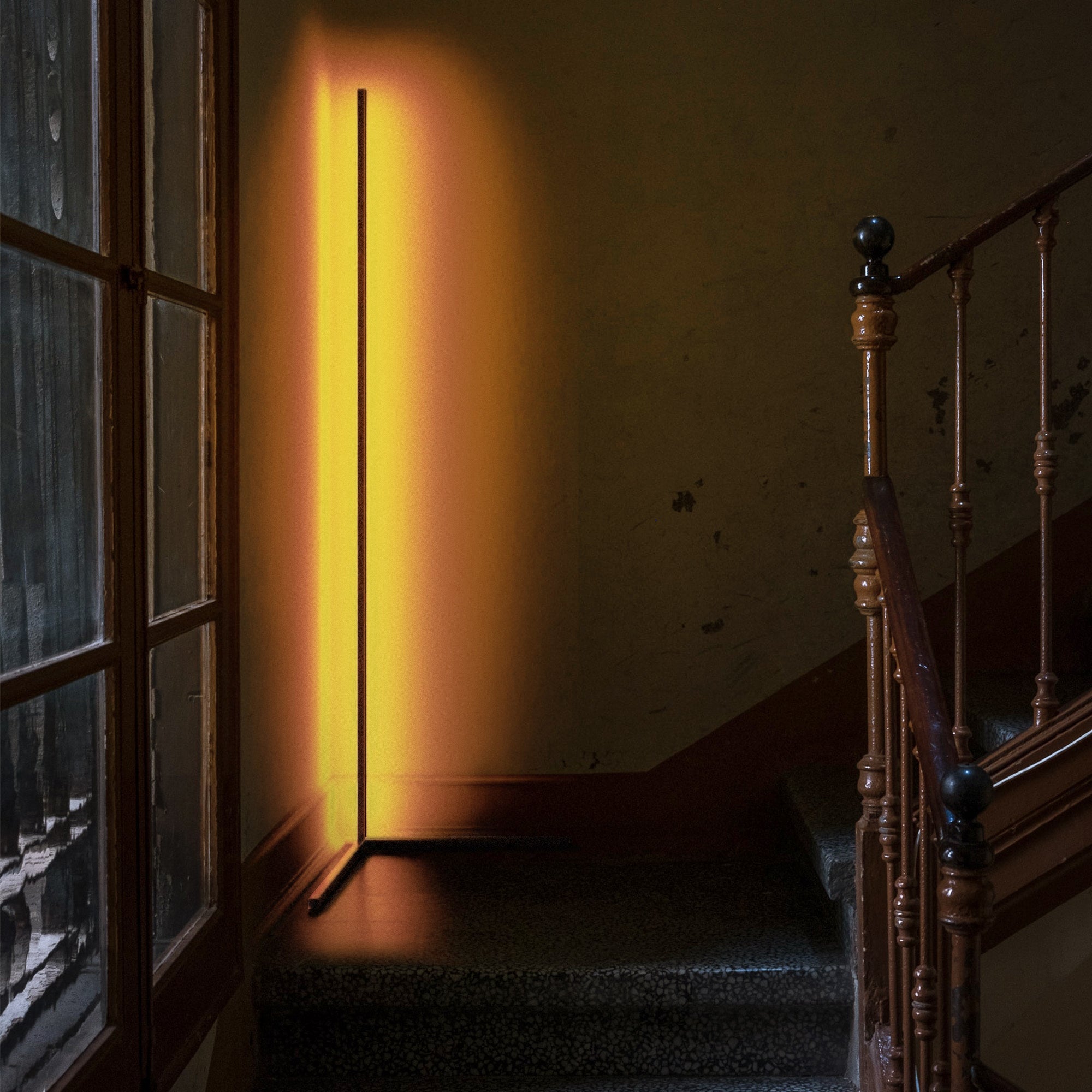 55" RGBCW Corner Floor Lamp-Black/Gold/White-4
