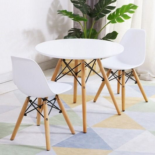 Kid's Modern Dining Table Set with 2 Armless Chairs-0