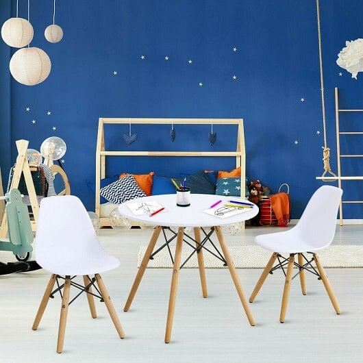 Kid's Modern Dining Table Set with 2 Armless Chairs-1