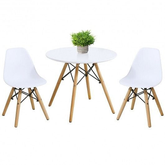 Kid's Modern Dining Table Set with 2 Armless Chairs-2