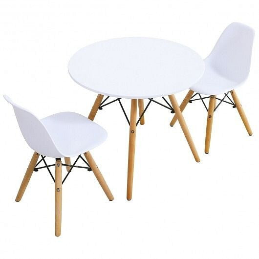Kid's Modern Dining Table Set with 2 Armless Chairs-5